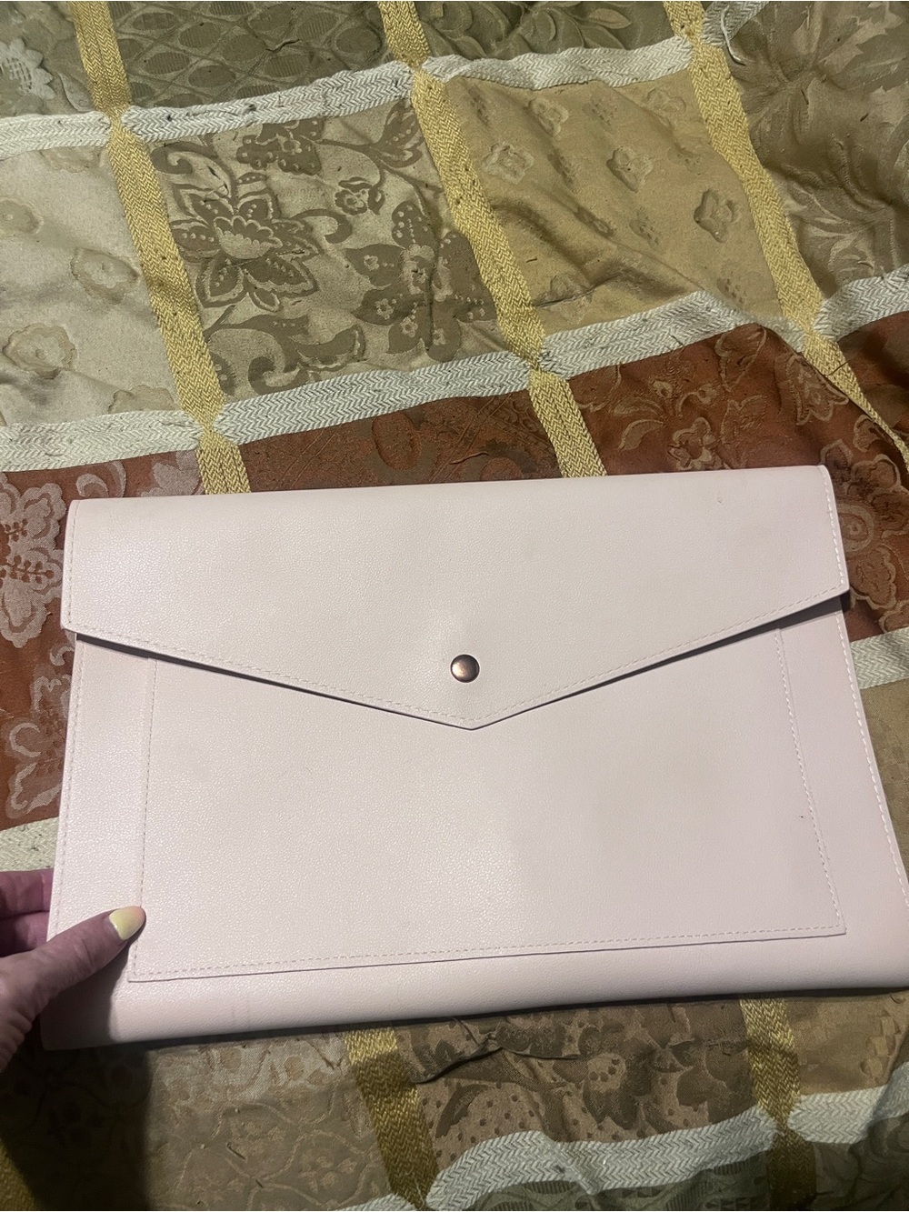 Leather Envelope Laptop Sleeve in Light Pink